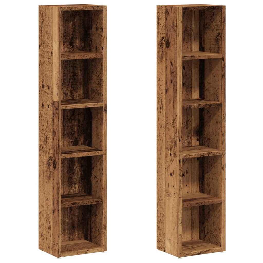 Armoires à CD 2 pcs vieux bois 21x16x93,5 cm bois d'ingénierie