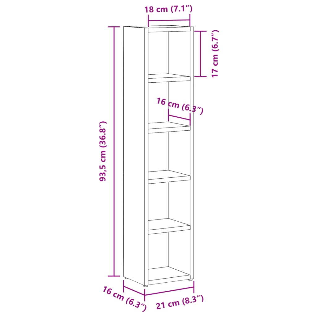 Armoires à CD 2 pcs vieux bois 21x16x93,5 cm bois d'ingénierie