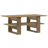 Table basse chêne artisanal 102x55x42 cm bois d'ingénierie