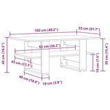 Table basse chêne artisanal 102x55x42 cm bois d'ingénierie