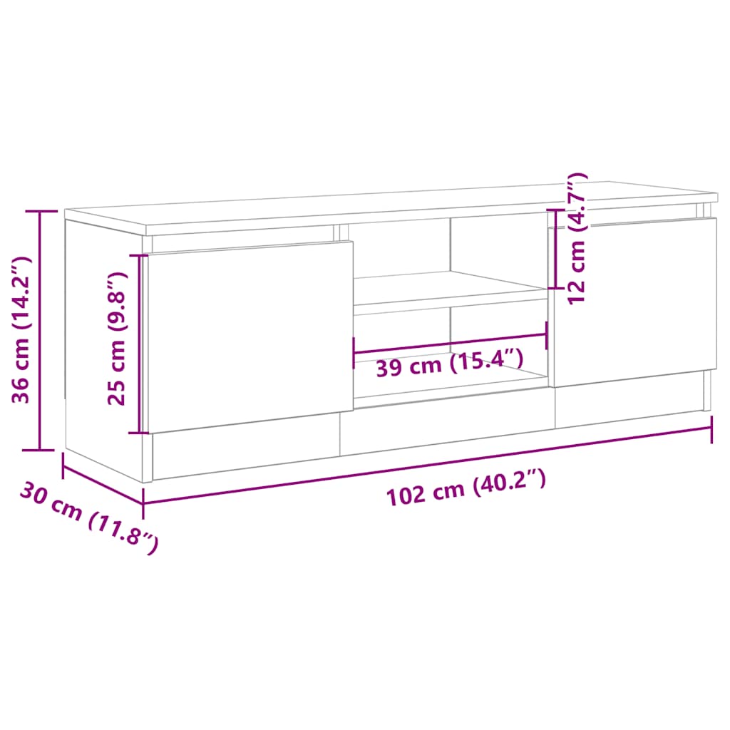 Meuble TV vieux bois 102x30x36 cm bois d'ingénierie