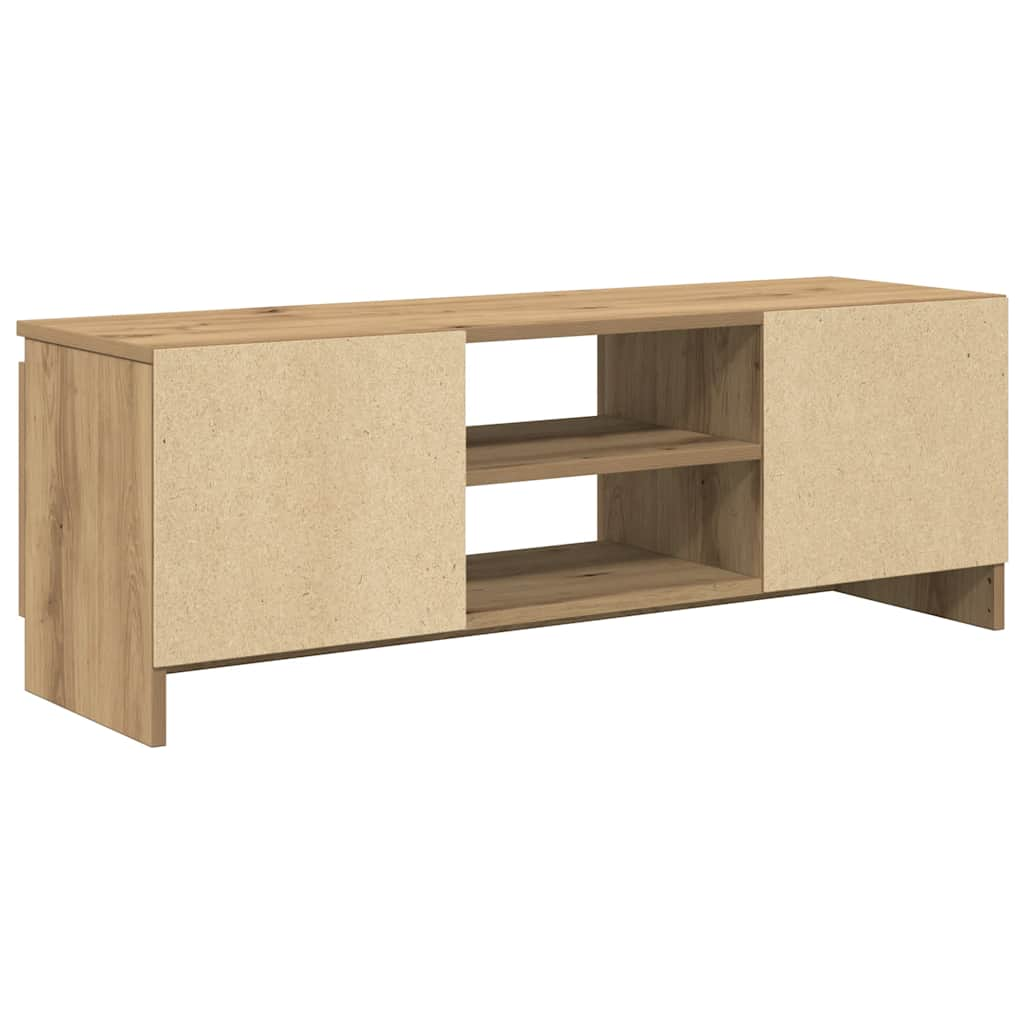 Meuble TV chêne artisanal 102x30x36 cm bois d'ingénierie