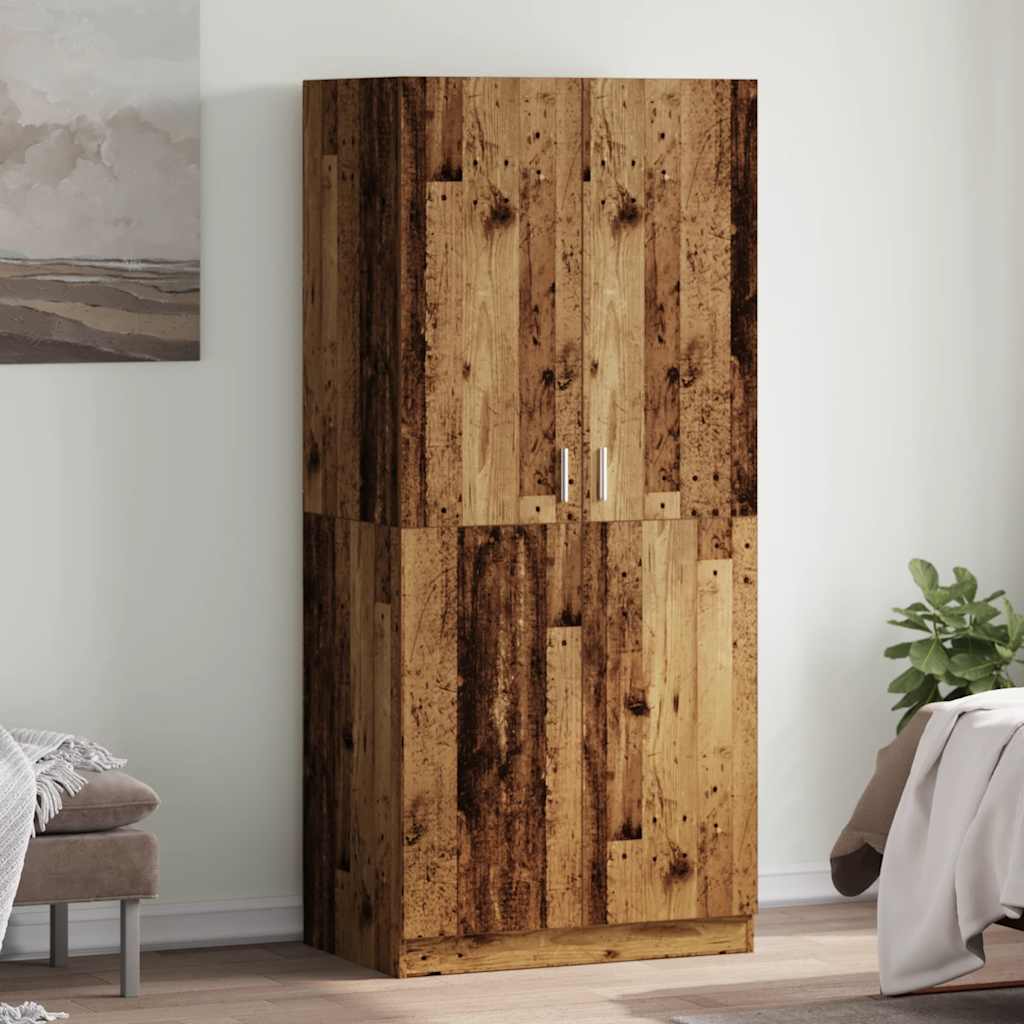 Garde-robe vieux bois 90x52x200 cm bois d'ingénierie