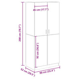 Armoire en chêne artisanal 90 x 52 x 200 cm bois d'ingénierie