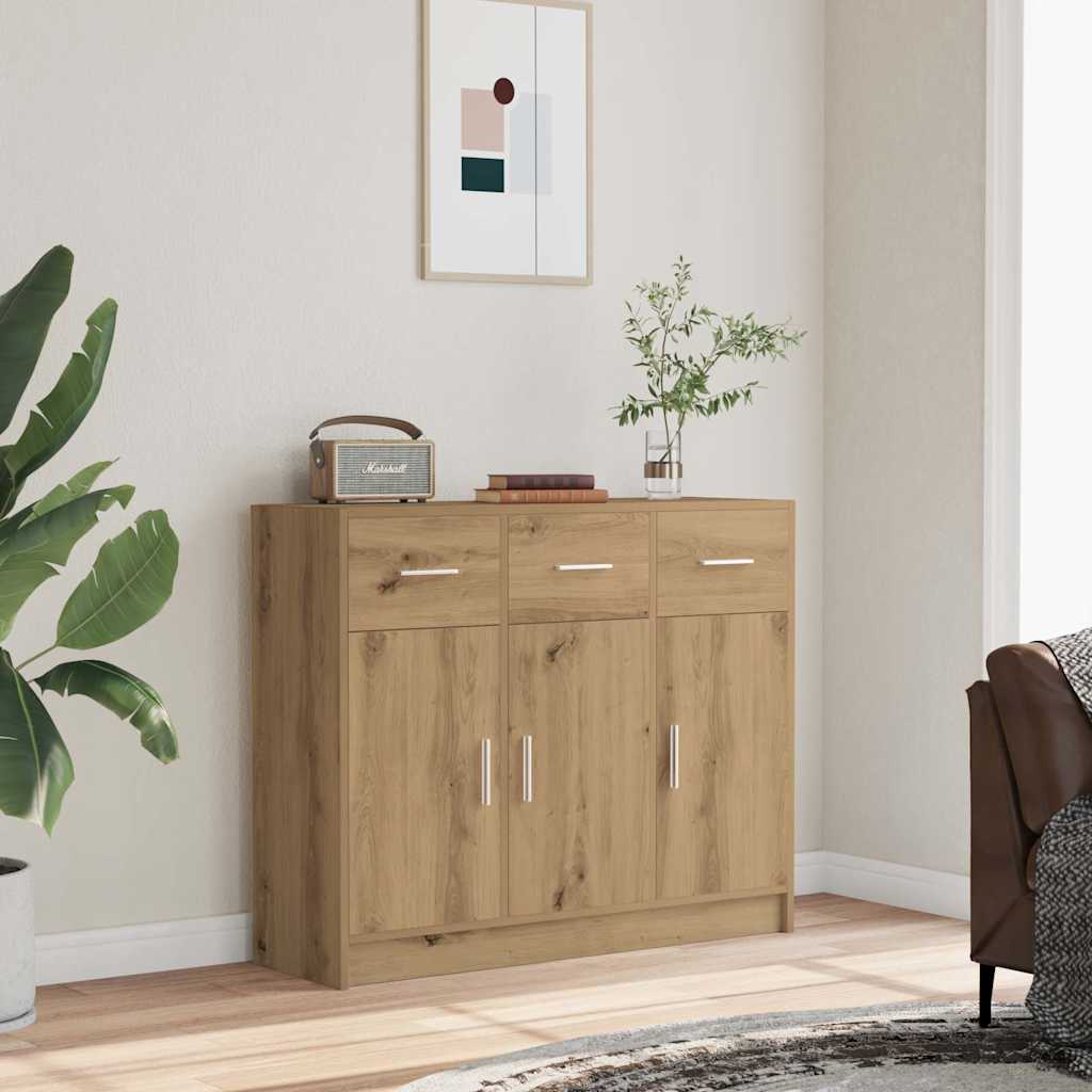 Handgefertigtes Sideboard aus Eichenholz, 91 x 28 x 75 cm, Holzwerkstoff