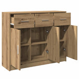 Handgefertigtes Sideboard aus Eichenholz, 91 x 28 x 75 cm, Holzwerkstoff