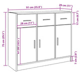 Handgefertigtes Sideboard aus Eichenholz, 91 x 28 x 75 cm, Holzwerkstoff