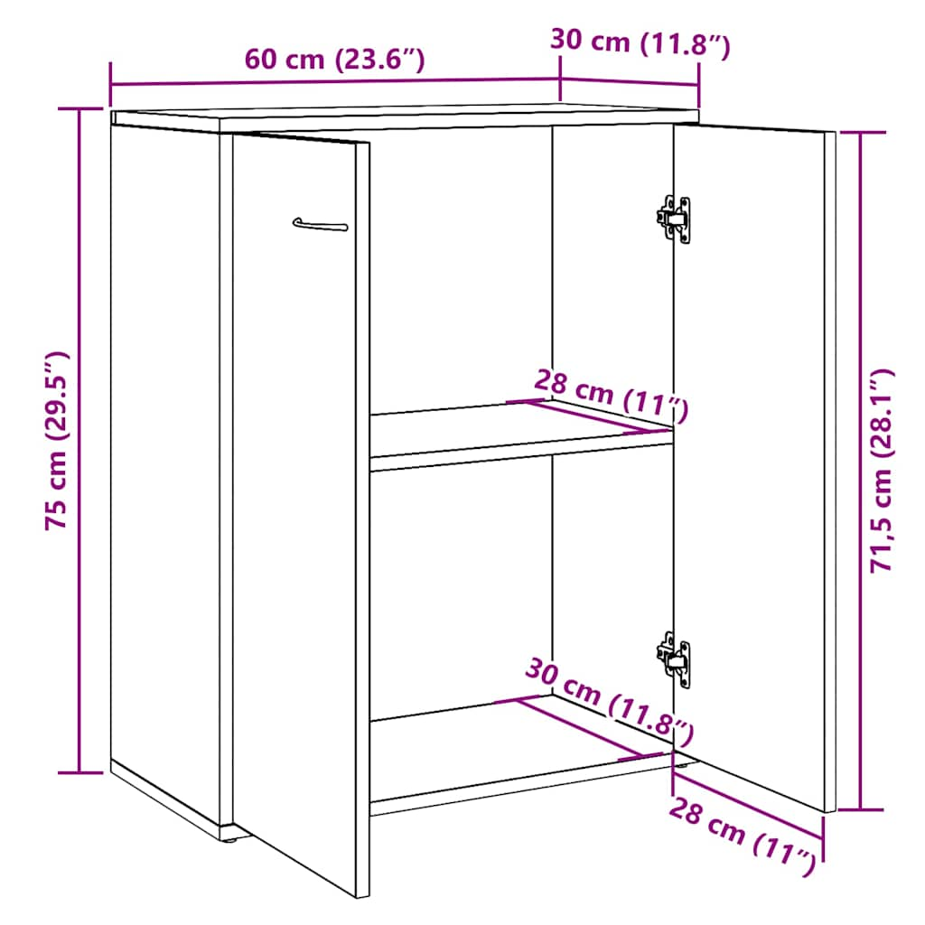 Buffet vieux bois 60x30x75 cm bois d'ingénierie