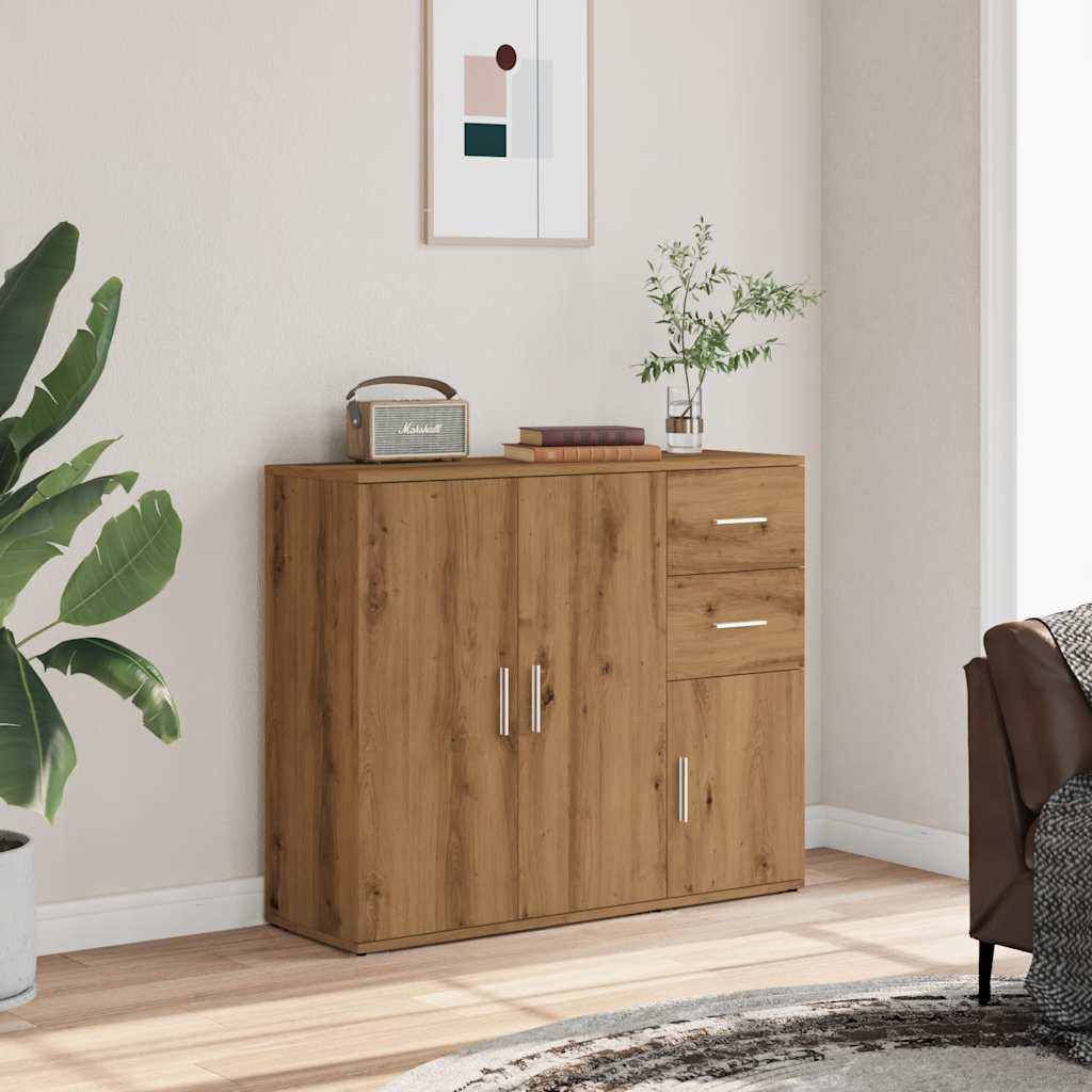 Handcrafted oak sideboard 91x29.5x75 cm engineered wood