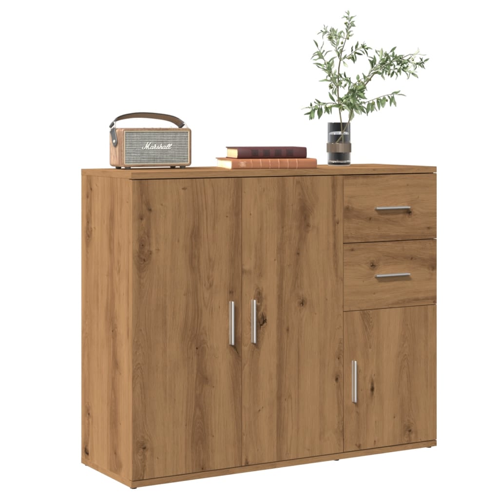 Handcrafted oak sideboard 91x29.5x75 cm engineered wood