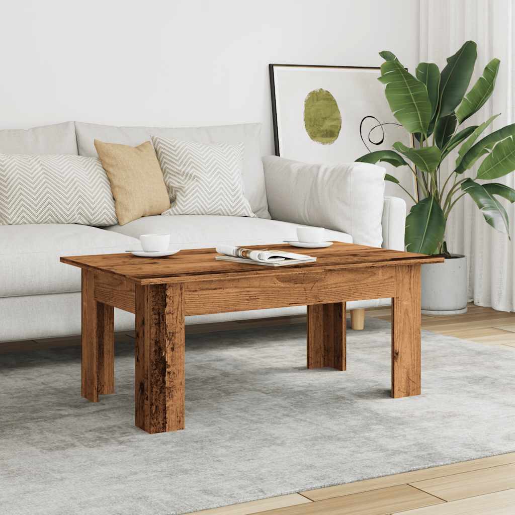 Table basse vieux bois 100x60x42 cm bois d'ingénierie