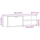 Meuble TV vieux bois 120x34x37 cm bois d'ingénierie