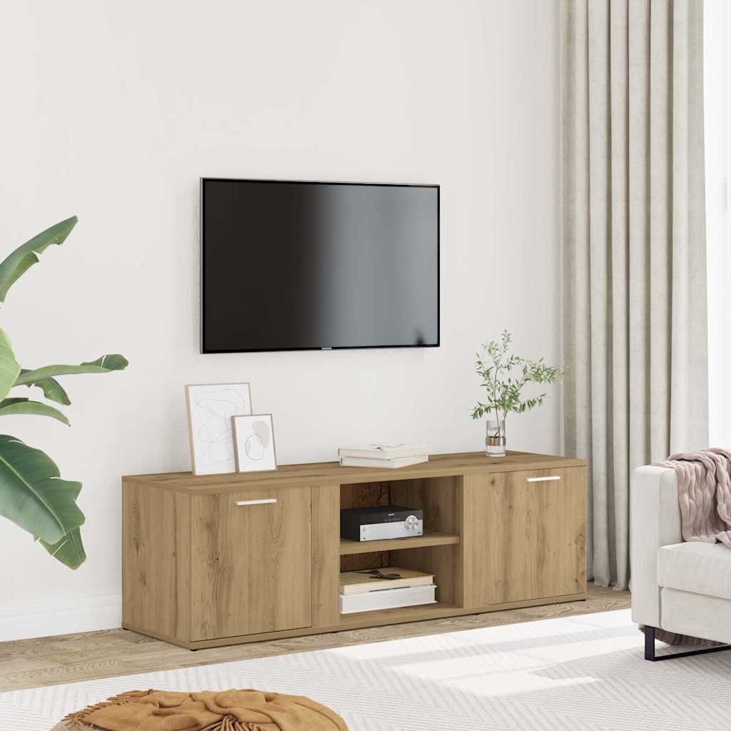 Meuble TV chêne artisanal 120x34x37 cm bois d'ingénierie