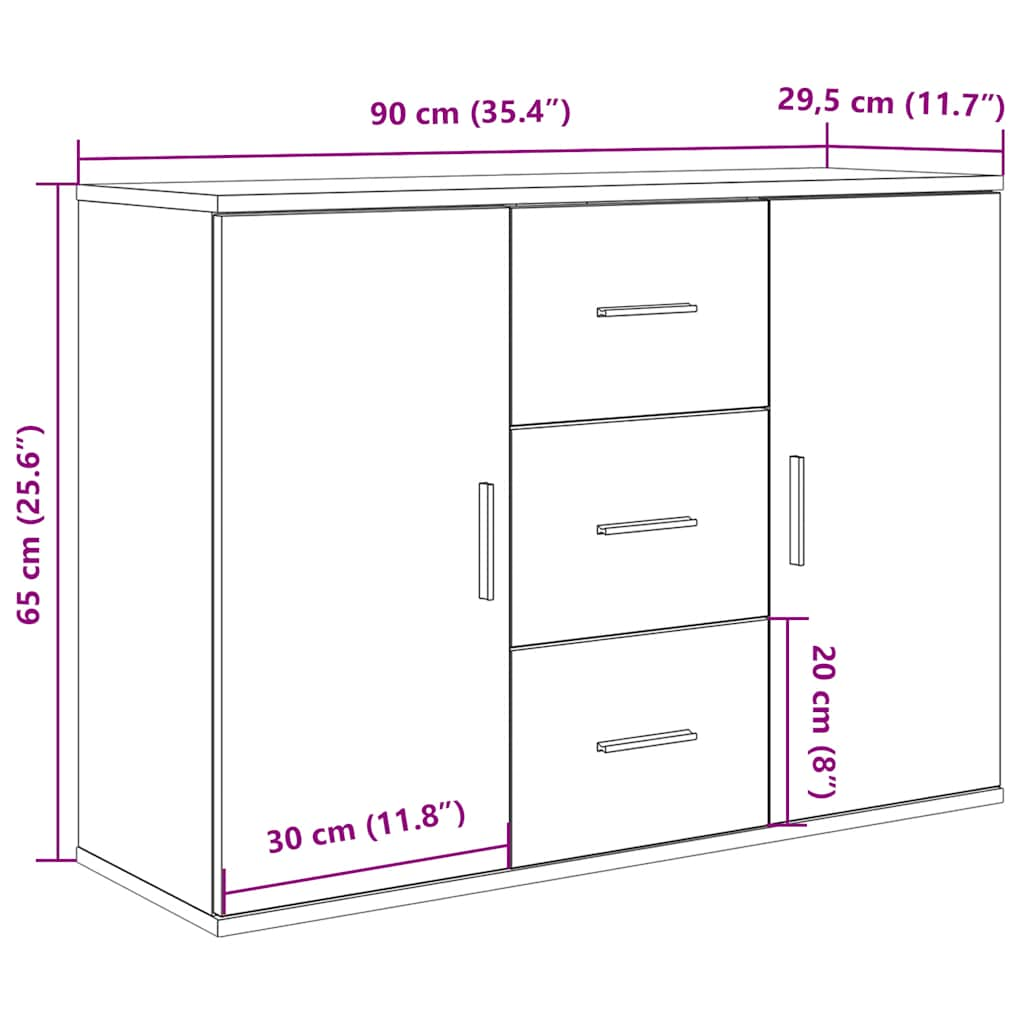 Buffet vieux bois 90x29,5x65 cm bois d'ingénierie