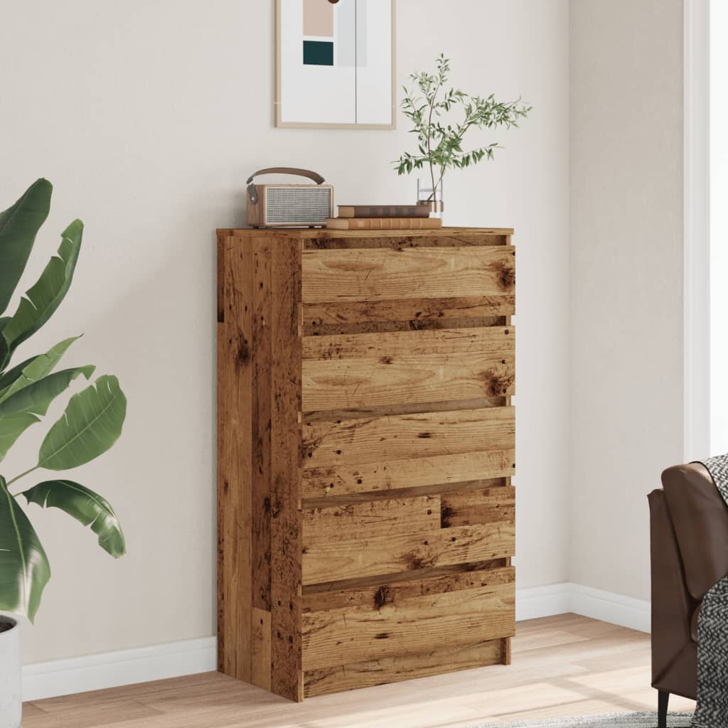 Old wood chest of drawers 60x36x103 cm engineered wood