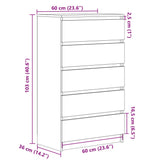 Old wood chest of drawers 60x36x103 cm engineered wood