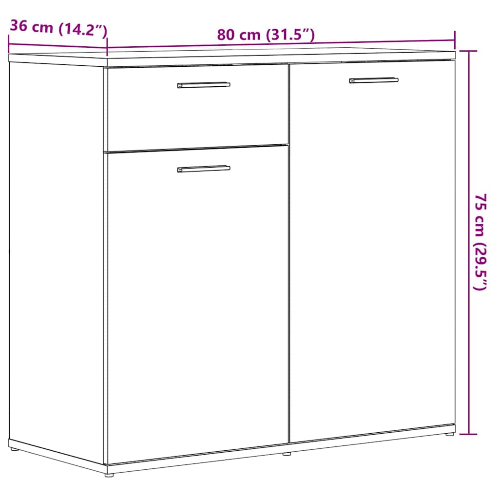 Buffet vieux bois 80x36x75 cm bois d'ingénierie