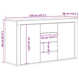 Buffet vieux bois 120x36x69 cm bois d'ingénierie