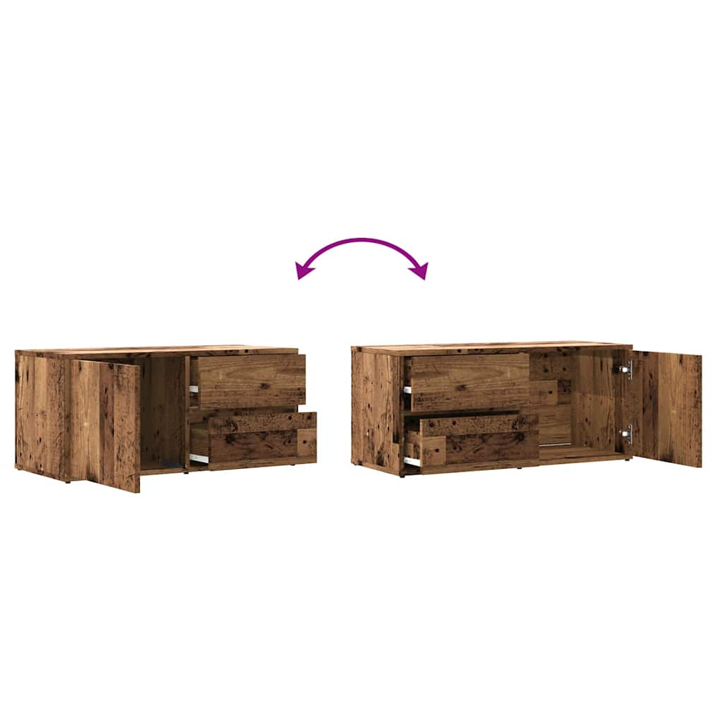 Meuble TV vieux bois 80x34x35,5 cm bois d'ingénierie