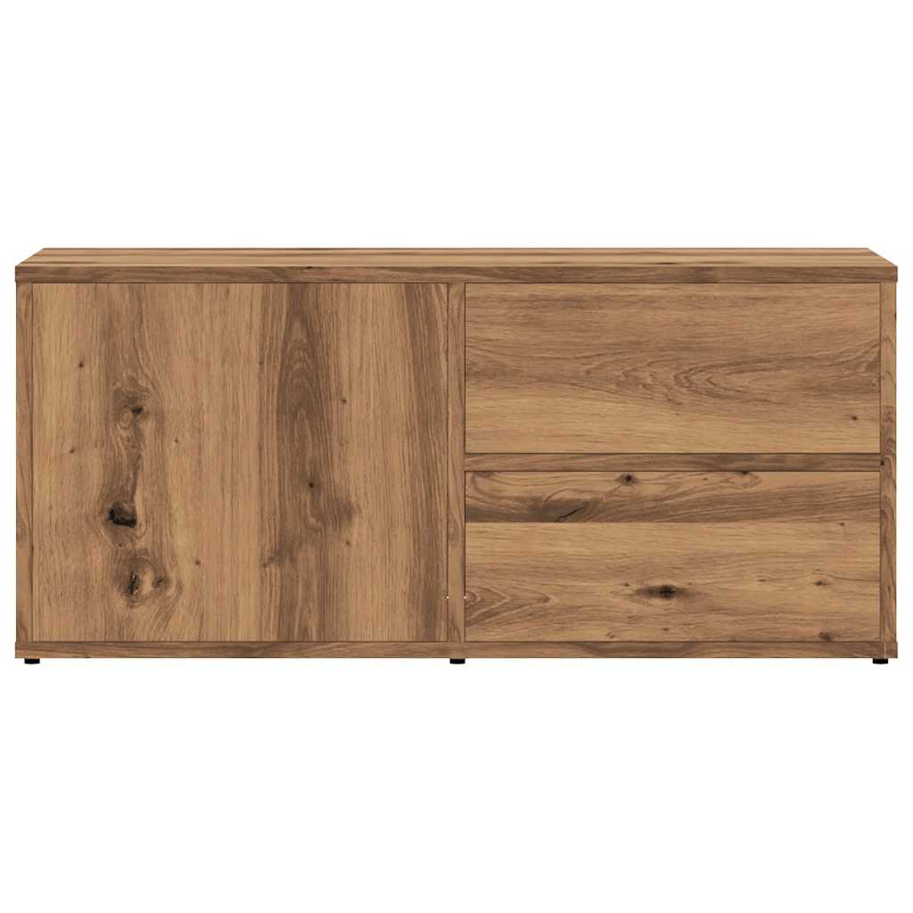 Meuble TV chêne artisanal 80x34x35,5 cm bois d'ingénierie