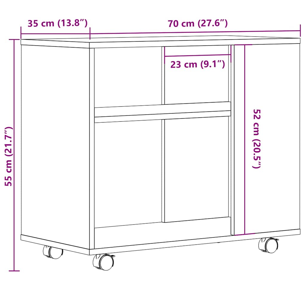 Table d'appoint vieux bois 70x35x55 cm bois d'ingénierie