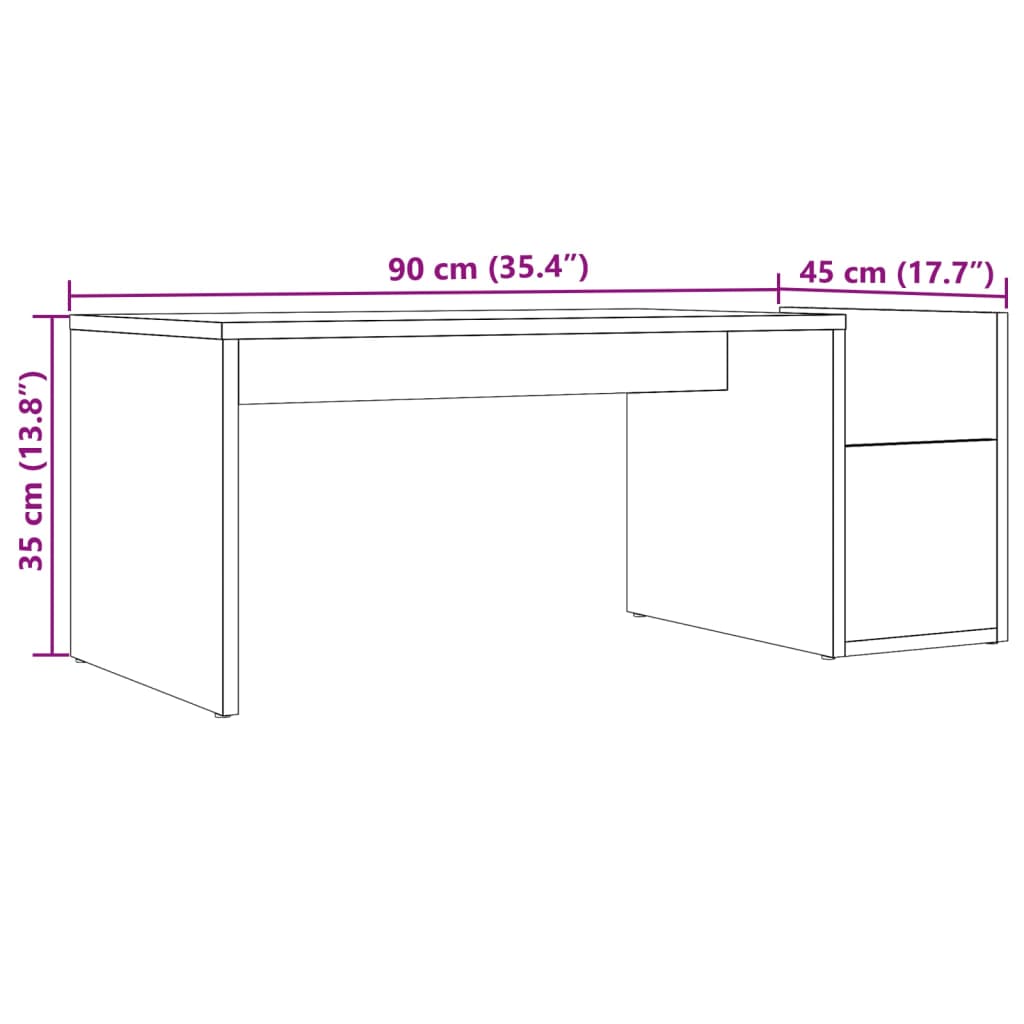 Table basse vieux bois 90x45x35 cm bois d'ingénierie