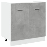 Armoire de plancher d'évier gris béton 80x46x81,5 cm