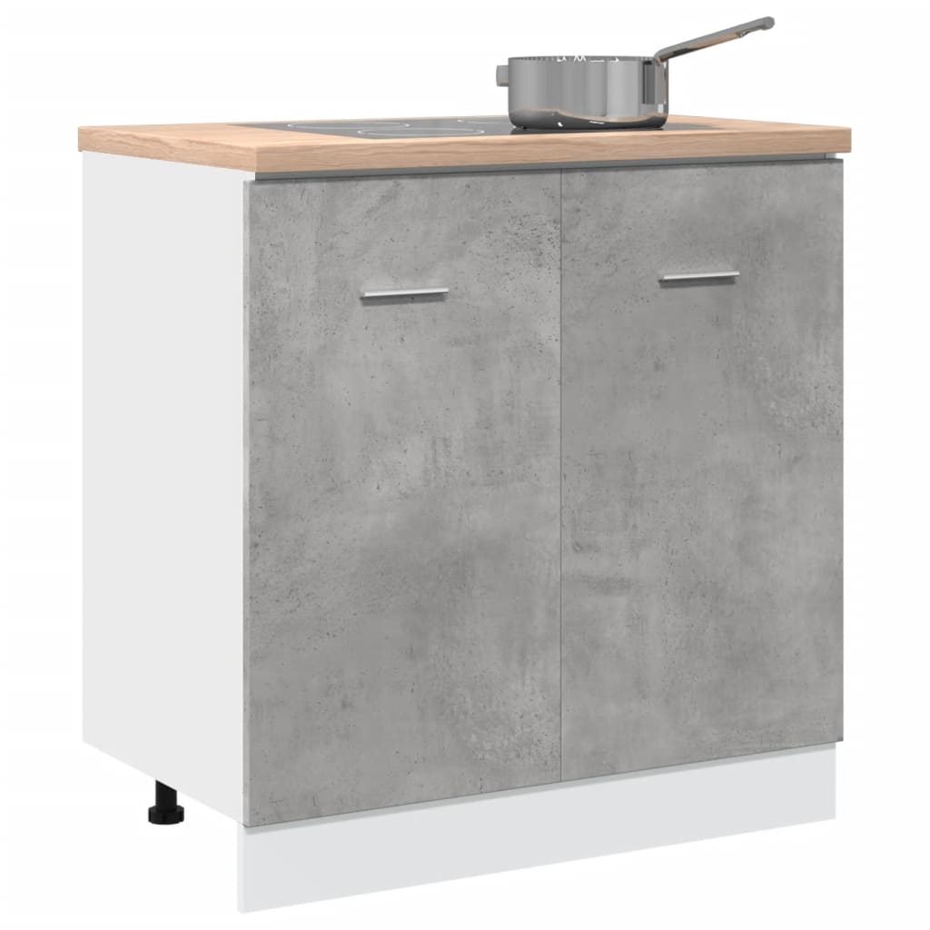 Armoire de plancher d'évier gris béton 80x46x81,5 cm