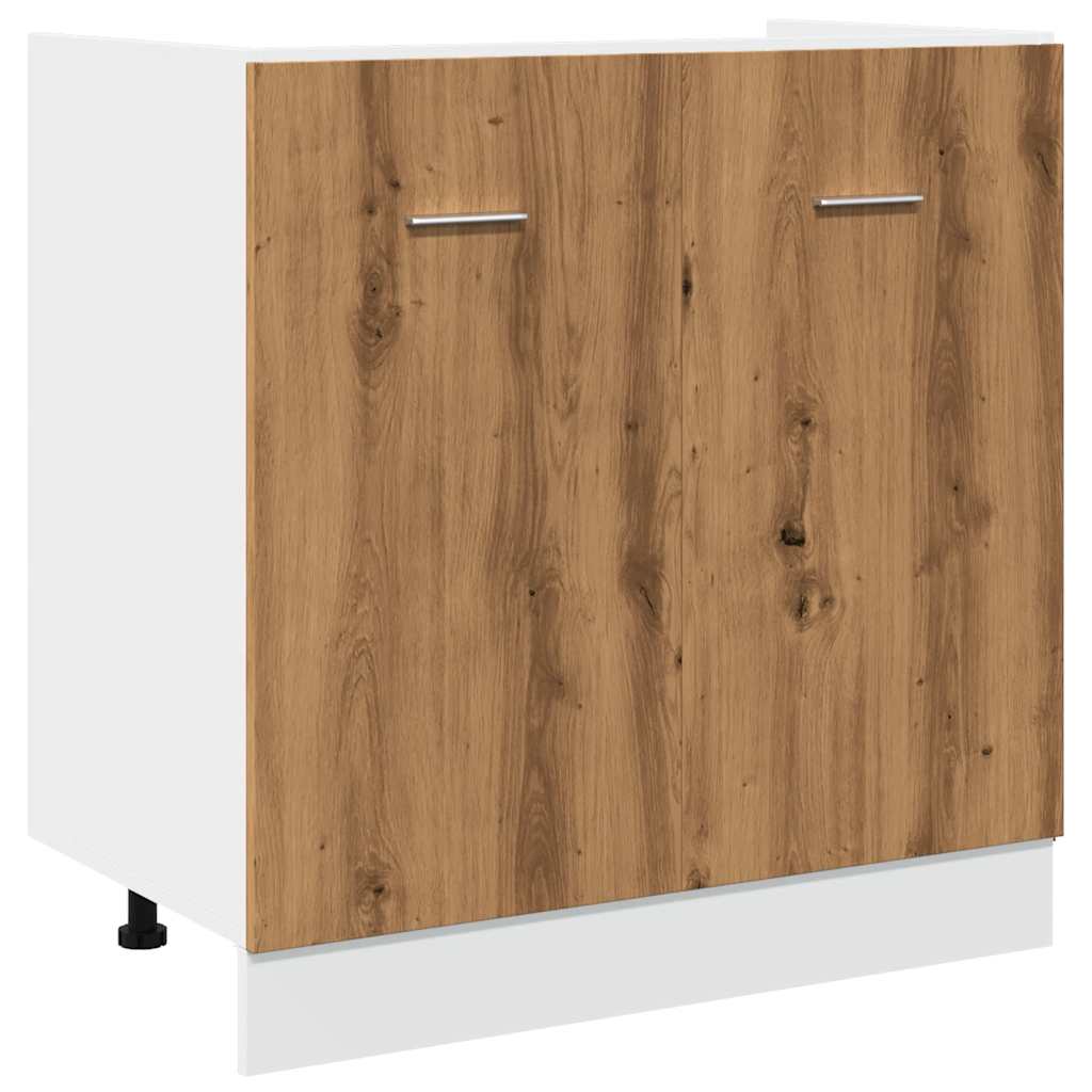 Armoire de plancher d'évier chêne artisanal 80x46x81,5 cm