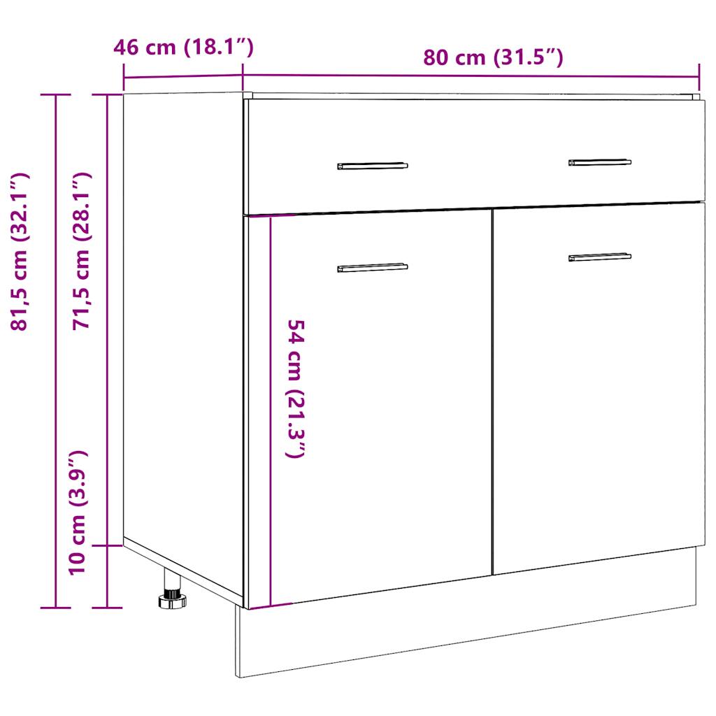 Armoire de plancher à tiroir Gris béton 80x46x81,5 cm Aggloméré