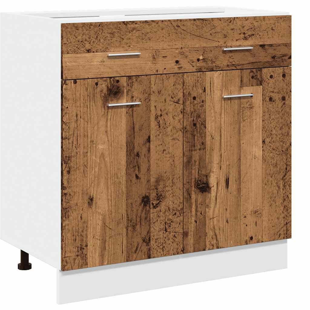 Armoire de plancher à tiroir vieux bois 80x46x81,5 cm