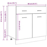 Armoire de plancher à tiroir vieux bois 80x46x81,5 cm