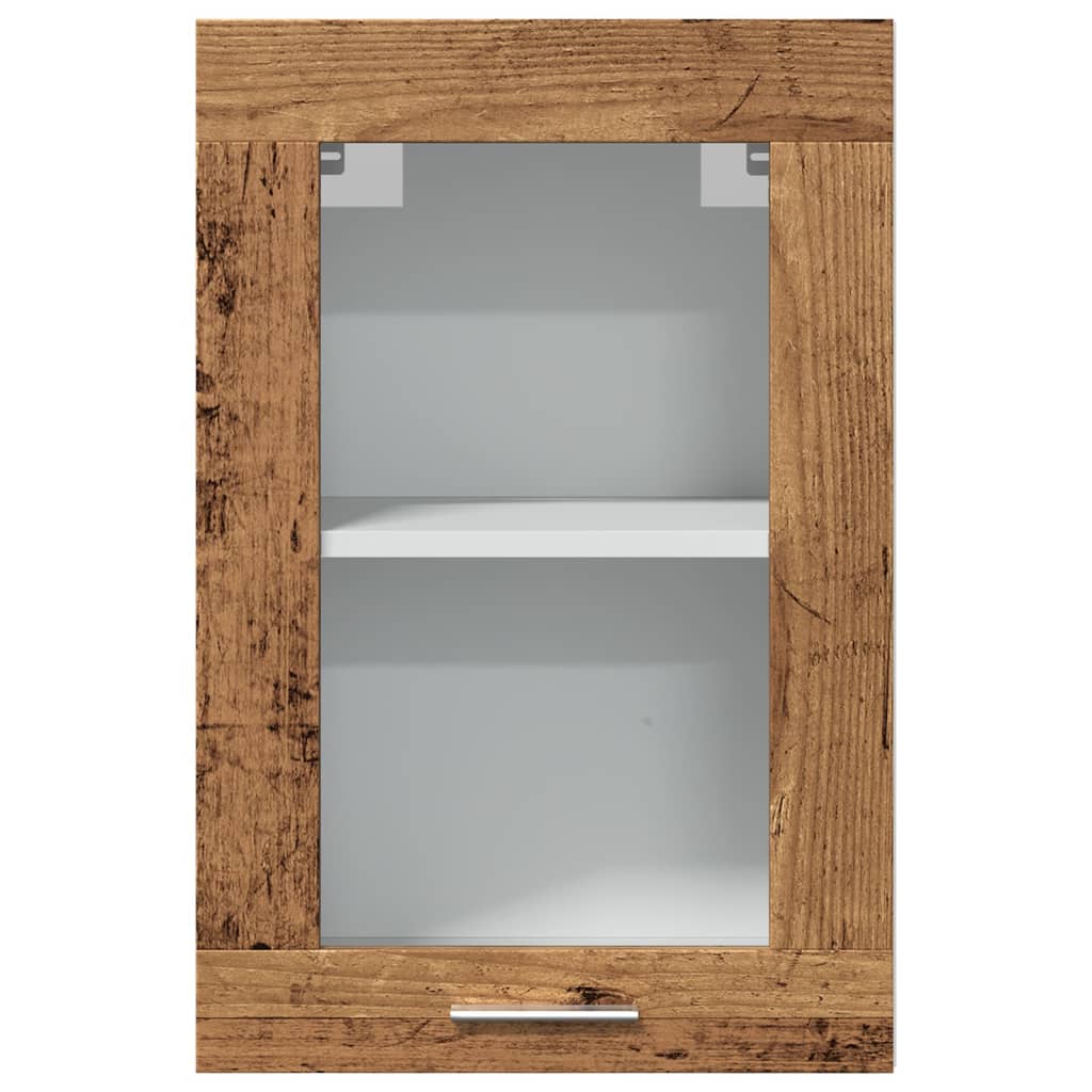 Armoire en verre suspendue vieux bois 40x31x60 cm