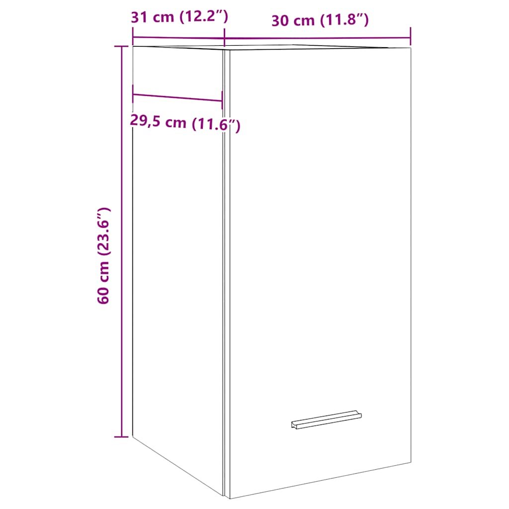 Armoire suspendue vieux bois 30x31x60 cm bois d'ingénierie