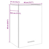 Handgefertigter Hängeschrank aus Eichenholz, 40 x 31 x 60 cm, Holzwerkstoff