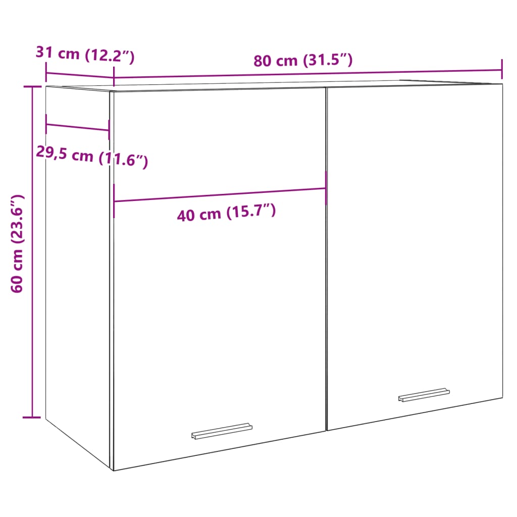 Armoire suspendue vieux bois 80x31x60 cm bois d'ingénierie