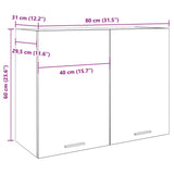 Handgefertigter Hängeschrank aus Eichenholz, 80 x 31 x 60 cm, Holzwerkstoff