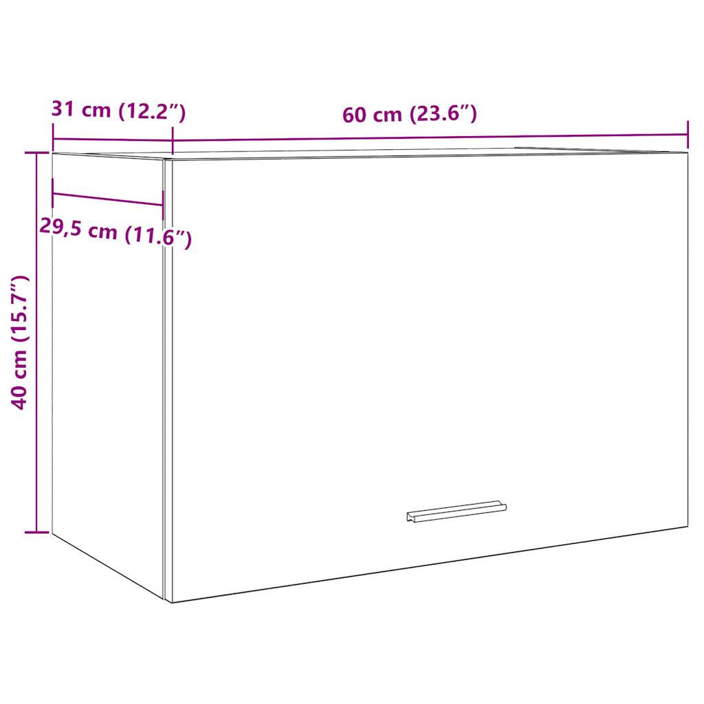 Armoire suspendue chêne artisanal 60x31x40 cm bois d'ingénierie