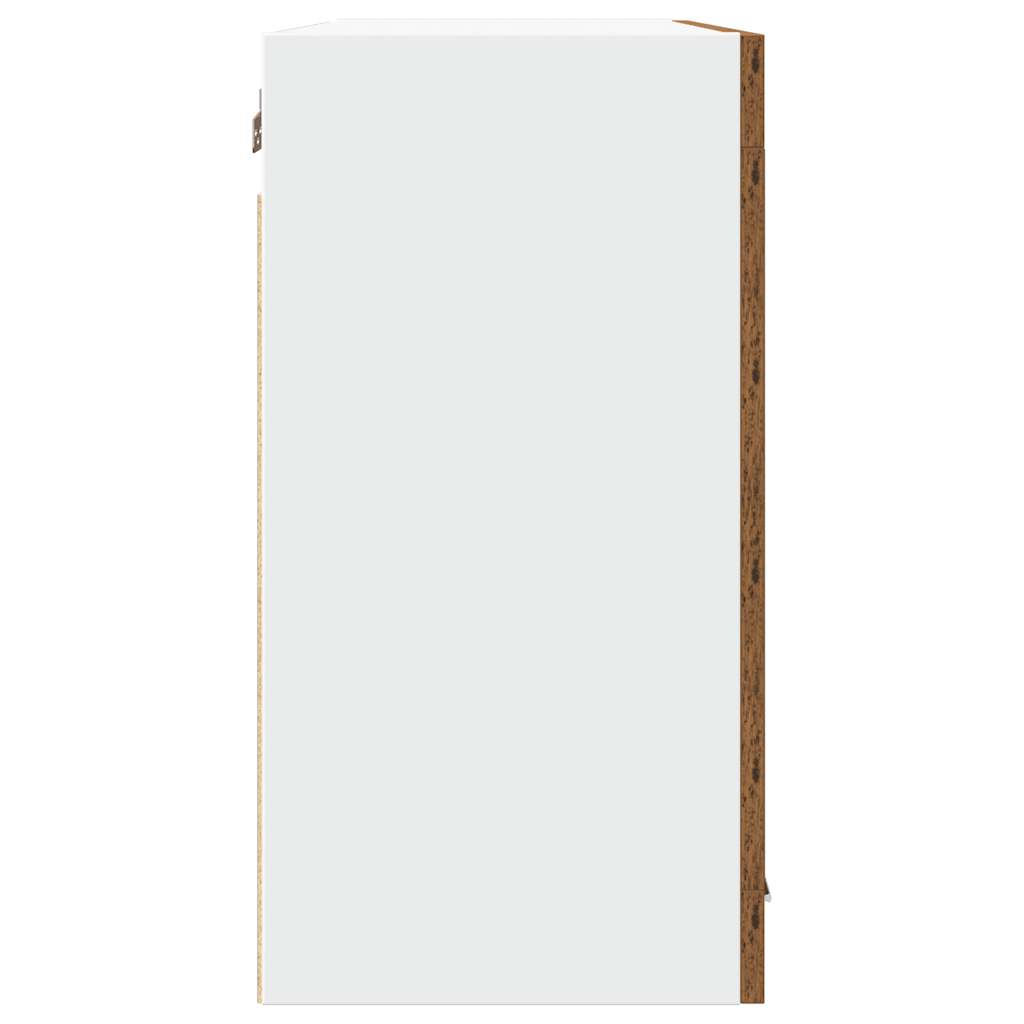 Armoire verre suspendue vieux bois 80x31x60cm bois ingénierie