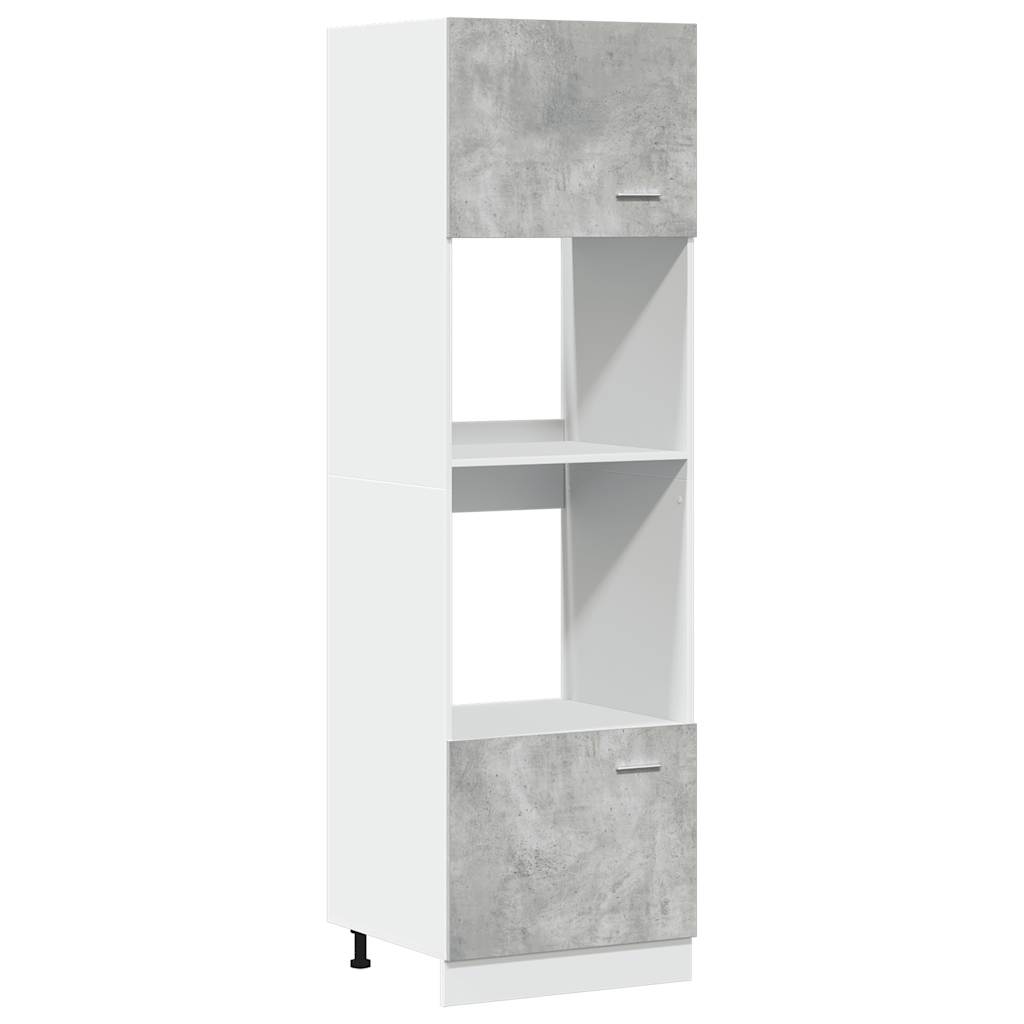 Armoire à micro-ondes Gris béton 60x57x207 cm Aggloméré