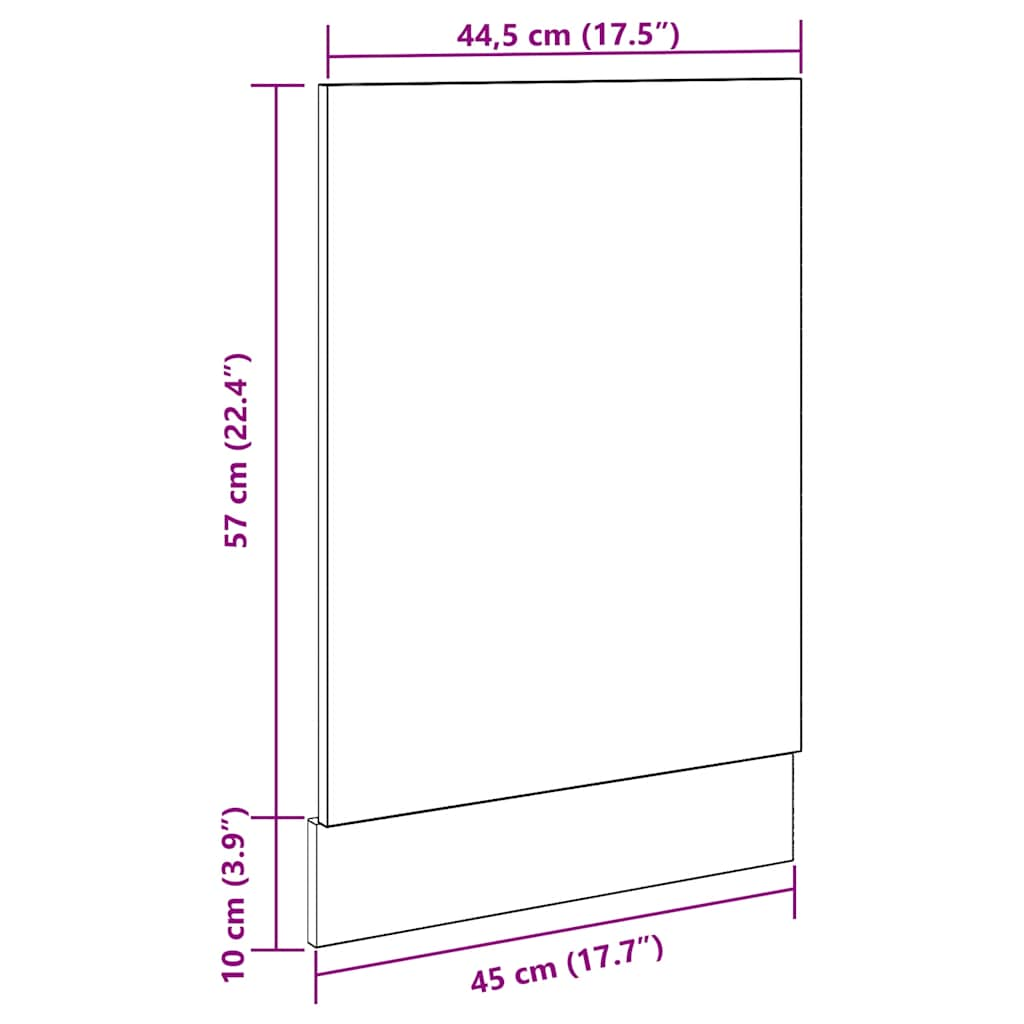 Panneau de lave-vaisselle vieux bois 45x3x67 cm bois ingénierie