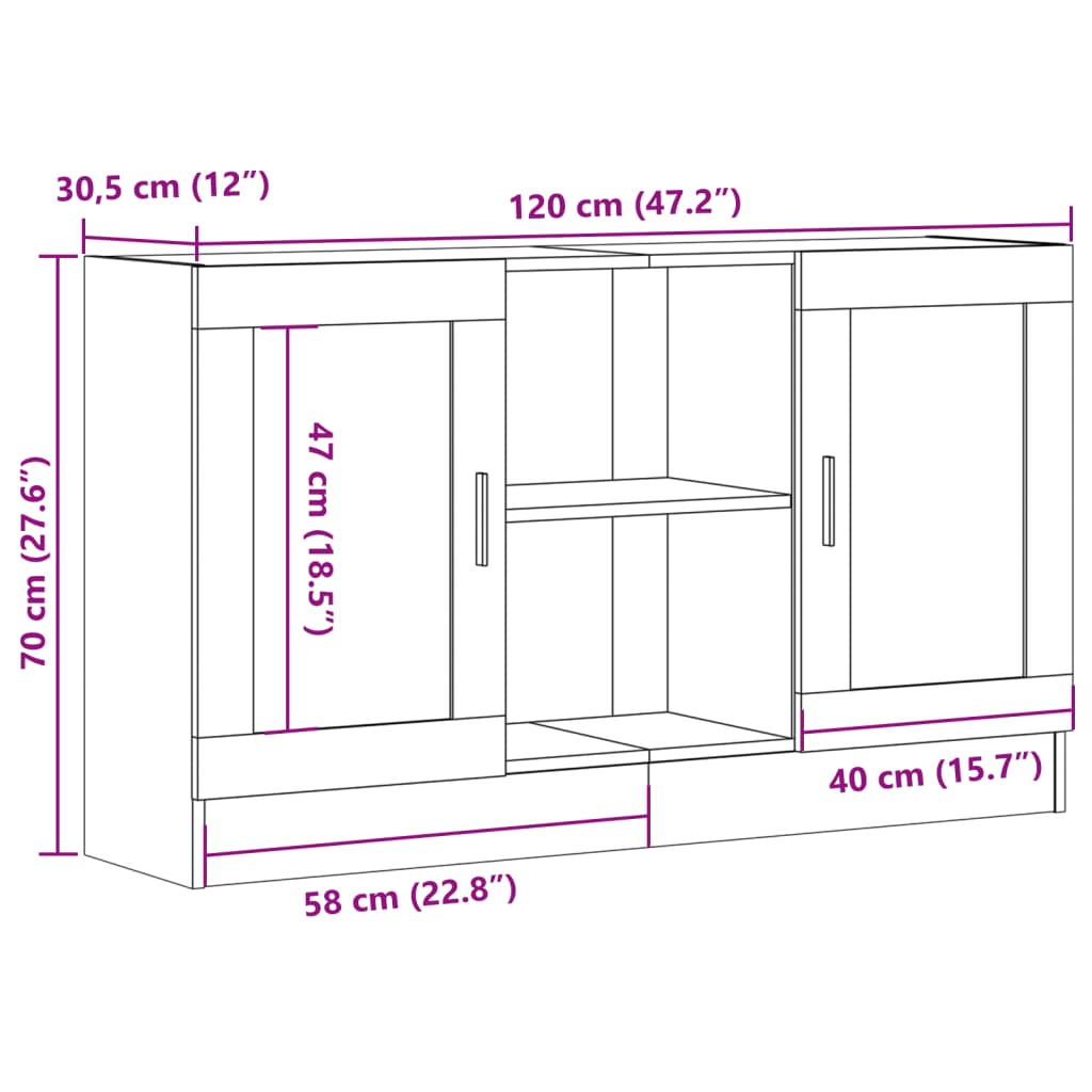 Buffet vieux bois 120x30,5x70 cm bois d'ingénierie