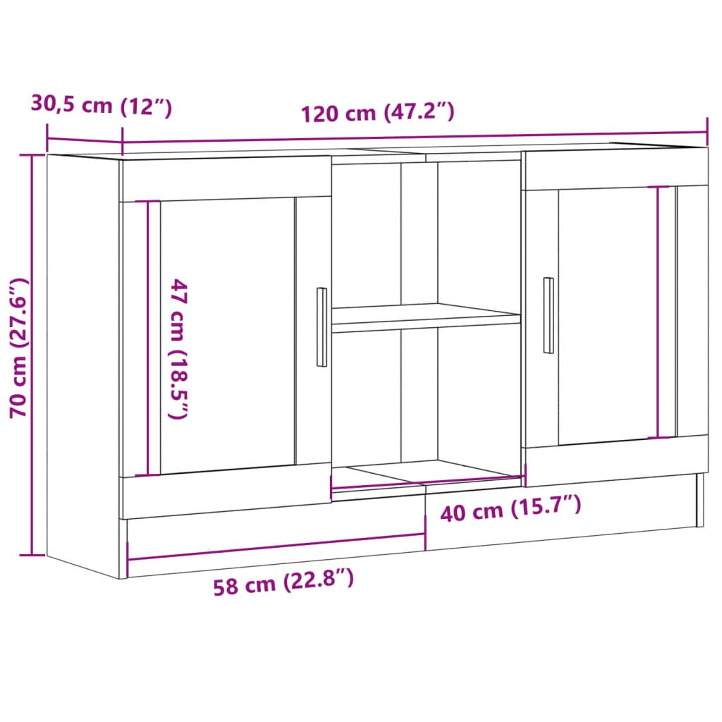 Buffet vieux bois 120x30,5x70 cm bois d'ingénierie