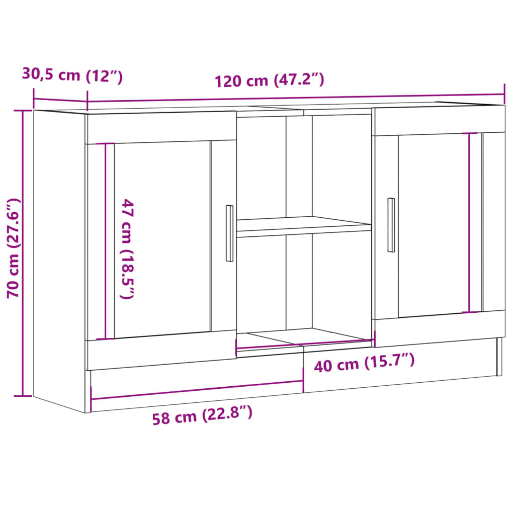 Buffet chêne artisanal 120x30,5x70 cm bois d'ingénierie