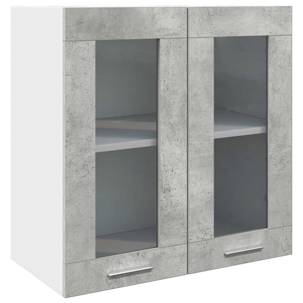 Armoire murale de cuisine avec porte en verre gris béton