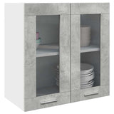 Armoire murale de cuisine avec porte en verre gris béton