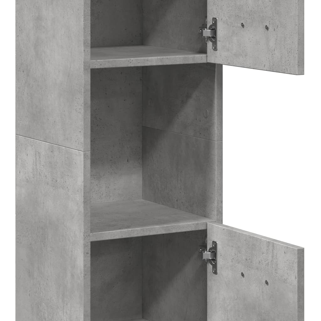 Concrete gray engineered wood suspended bathroom cabinet