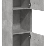 Concrete gray engineered wood suspended bathroom cabinet