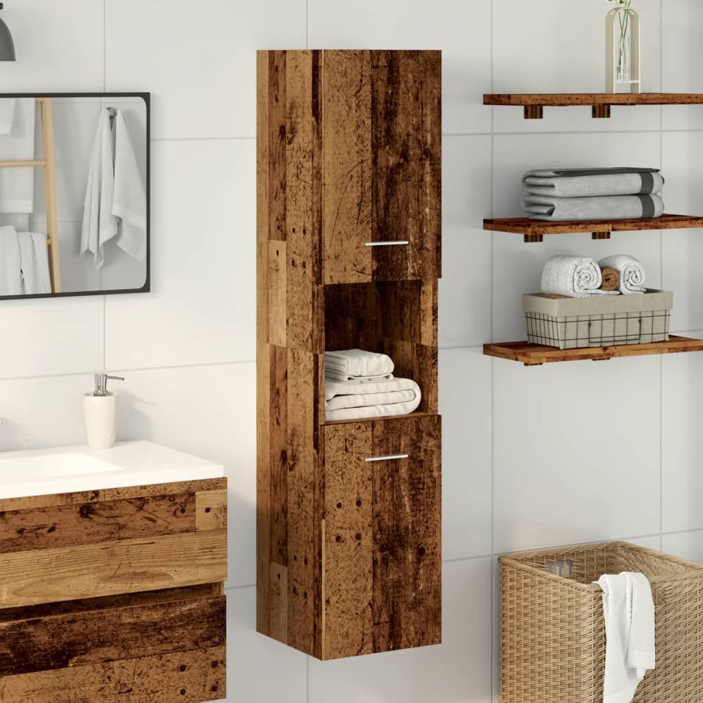 Bathroom cabinet suspended old wood engineered wood