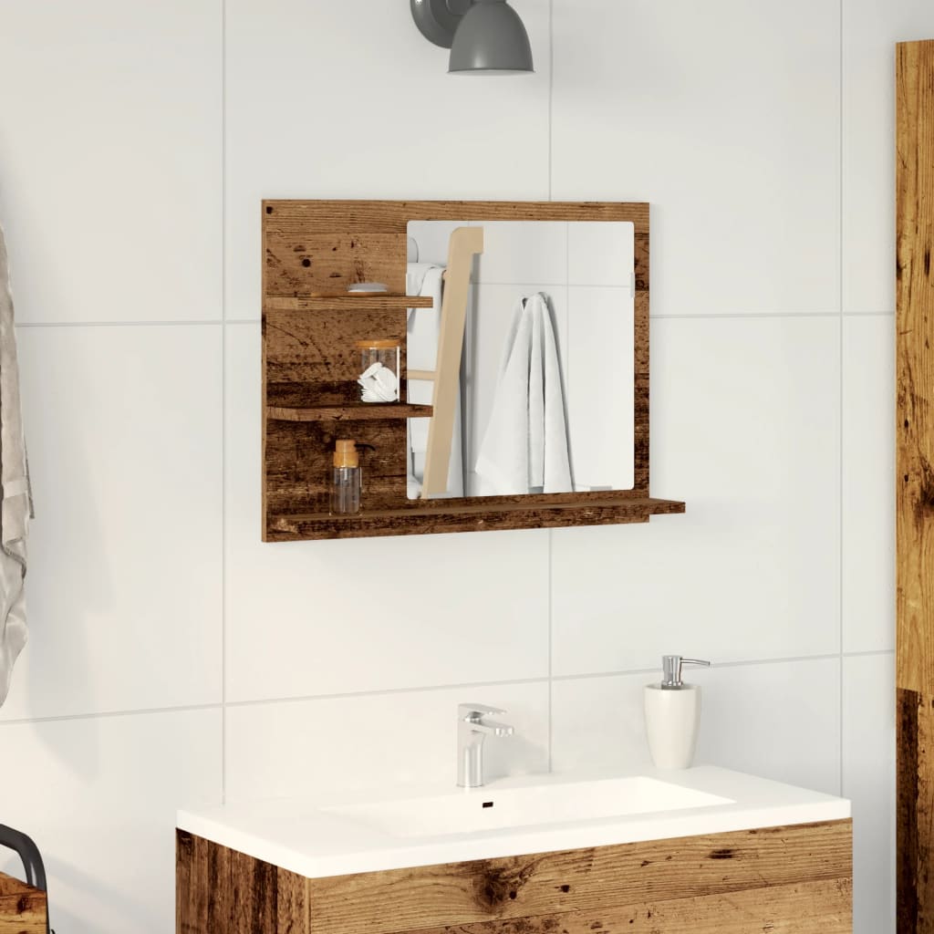 Armoire à miroir de salle de bain vieux bois bois d'ingénierie